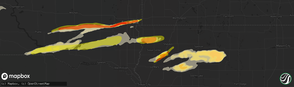 Hail map in Rock Valley, IA on August 27, 2018