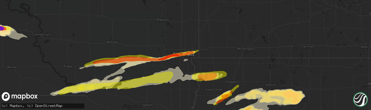 Hail map in Sioux Falls, SD on August 27, 2018