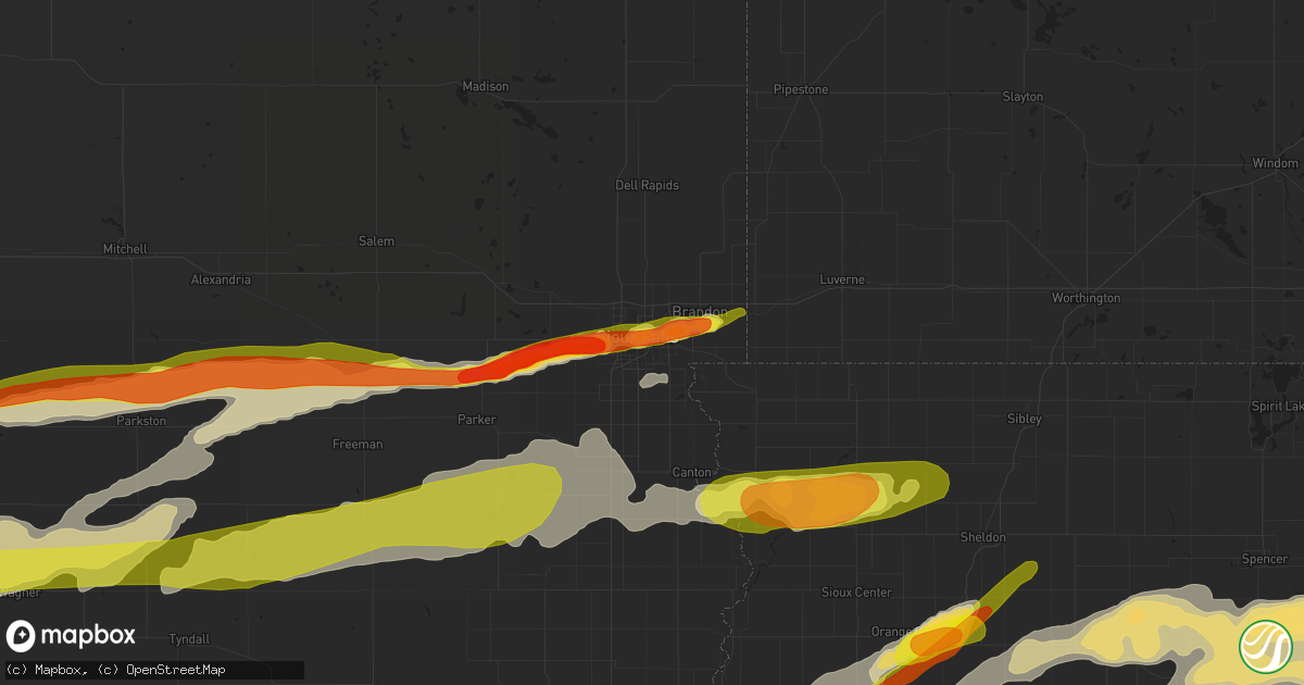 Hail map in Sioux Falls, SD on August 27, 2018