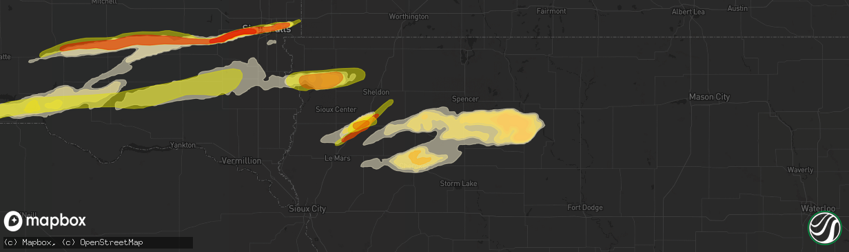 Hail map in Sutherland, IA on August 27, 2018