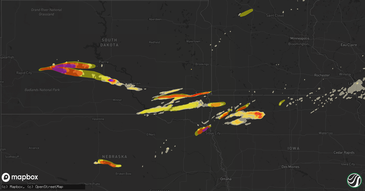 Hail map on August 27, 2018