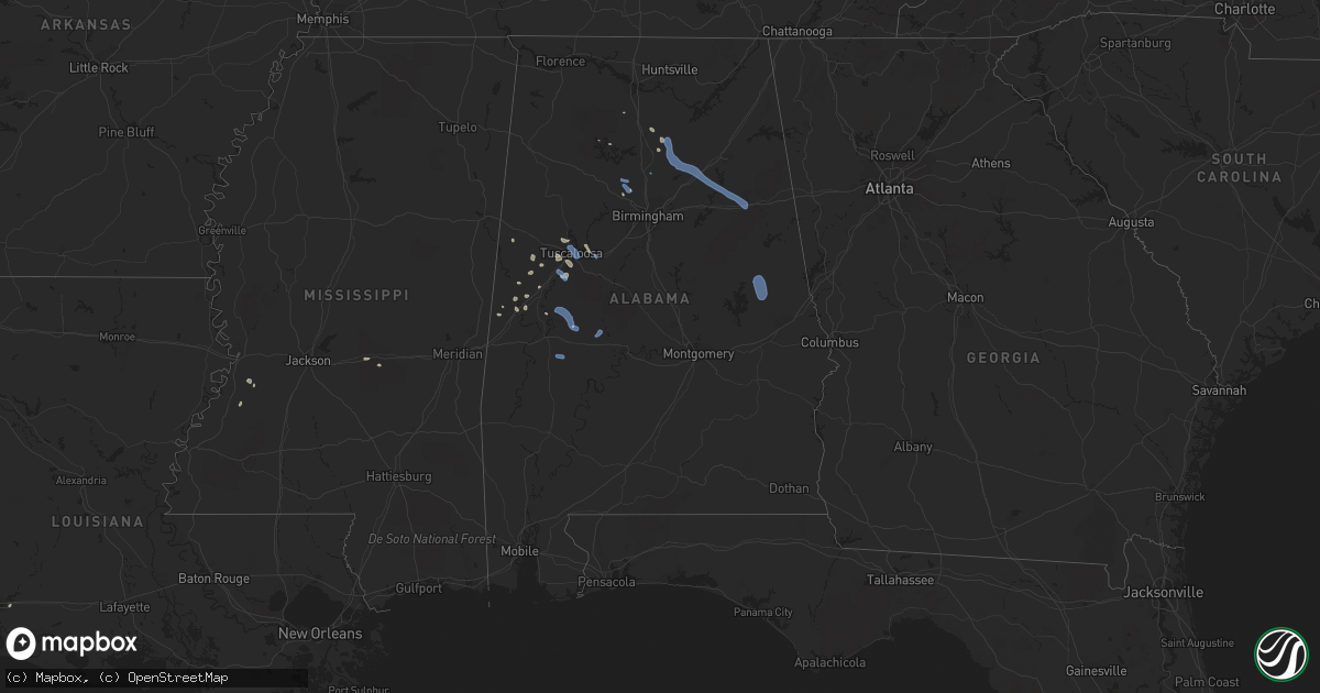 Hail map in Alabama on August 27, 2019