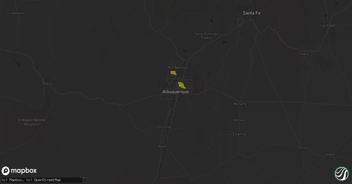 Hail map in Albuquerque, NM on August 27, 2019