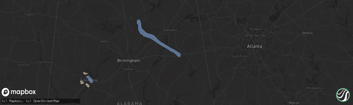 Hail map in Anniston, AL on August 27, 2019