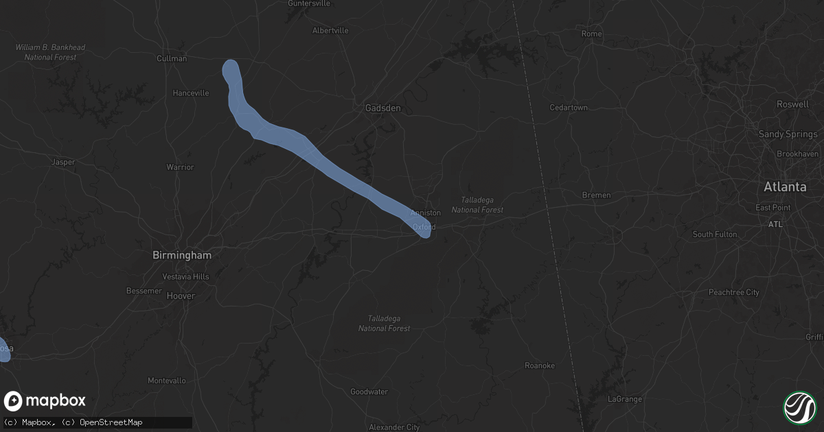Hail map in Anniston, AL on August 27, 2019