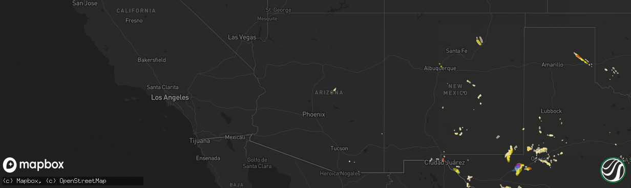 Hail map in Arizona on August 27, 2019