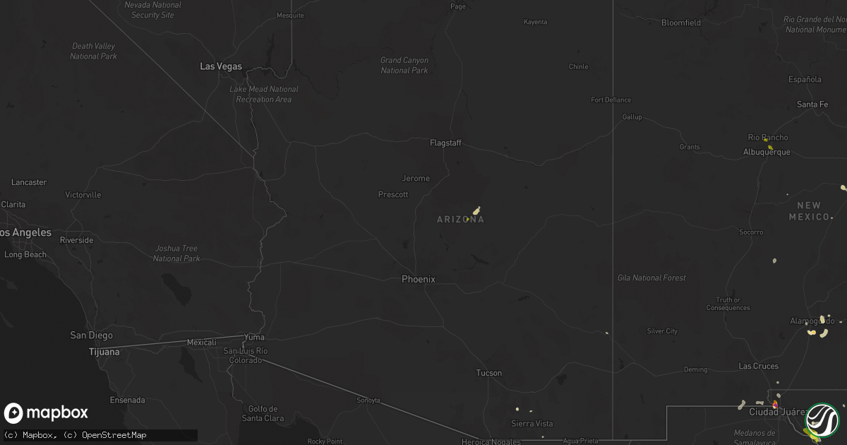 Hail map in Arizona on August 27, 2019