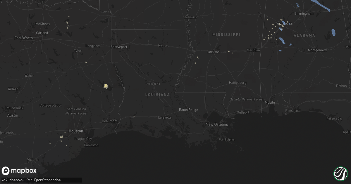 Hail map in Louisiana on August 27, 2019