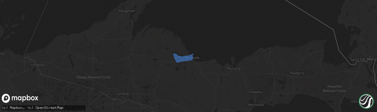 Hail map in Marquette, MI on August 27, 2019