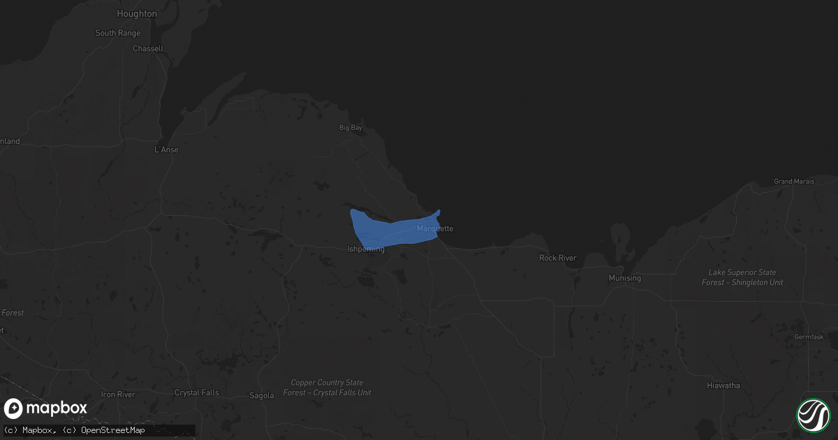 Hail map in Marquette, MI on August 27, 2019