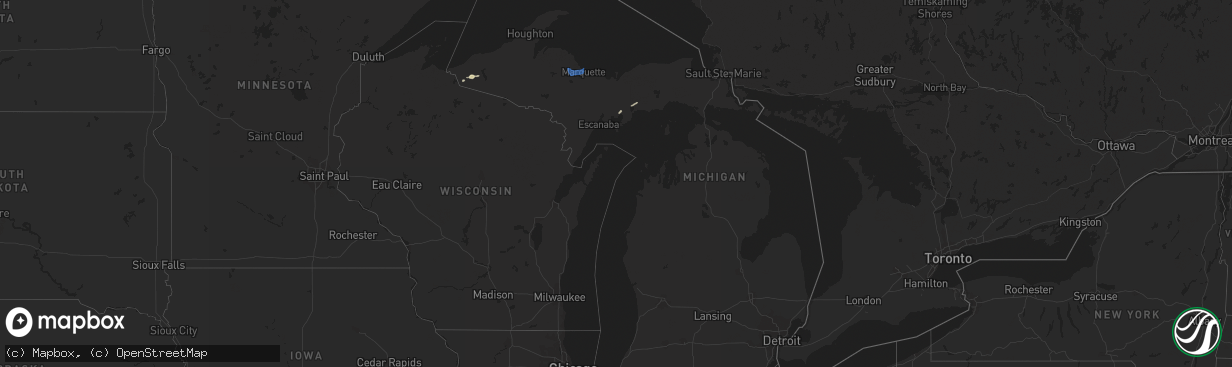 Hail map in Michigan on August 27, 2019