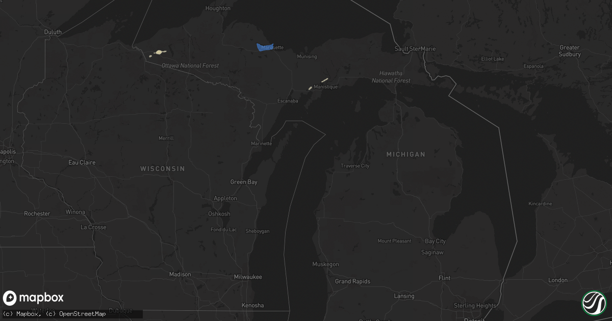 Hail map in Michigan on August 27, 2019