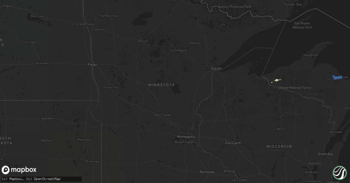 Hail map in Minnesota on August 27, 2019