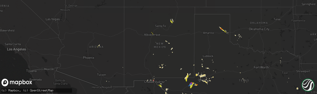 Hail map in New Mexico on August 27, 2019