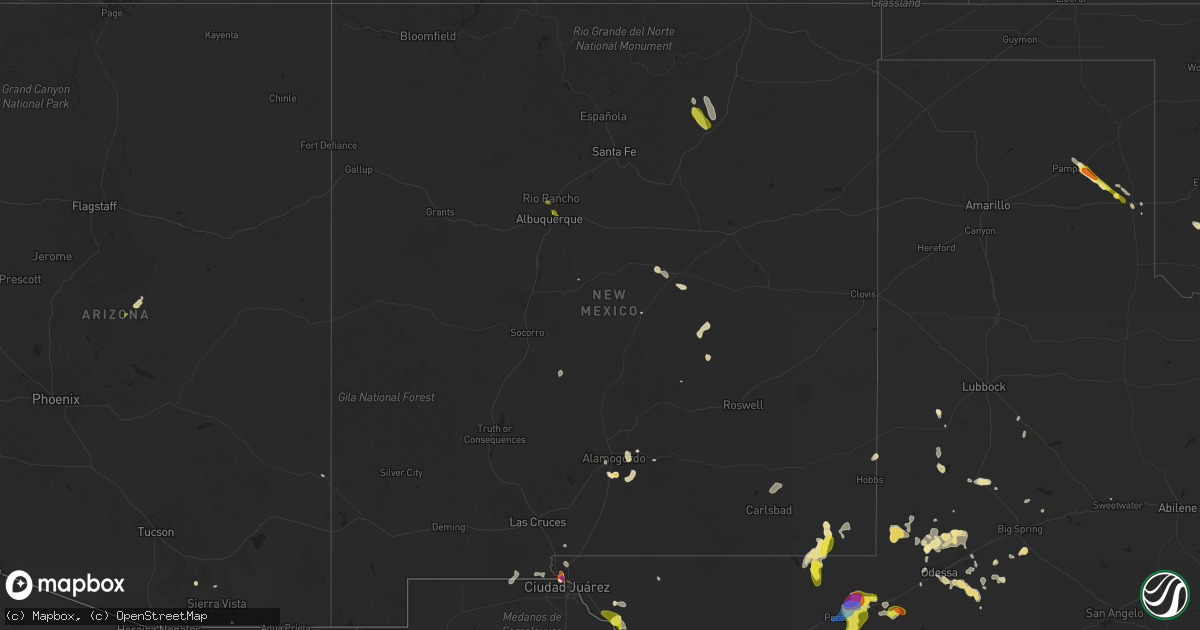 Hail map in New Mexico on August 27, 2019