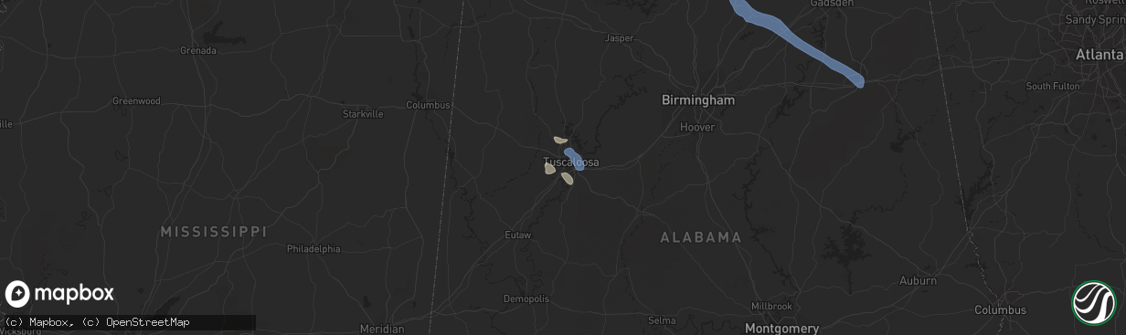 Hail map in Tuscaloosa, AL on August 27, 2019