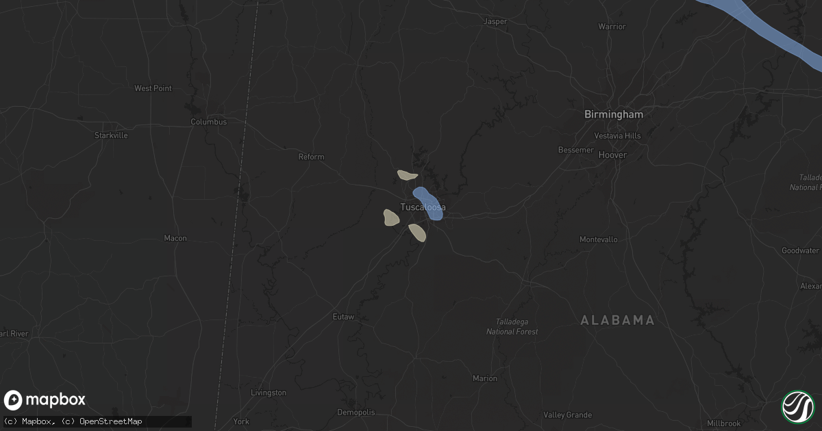Hail map in Tuscaloosa, AL on August 27, 2019