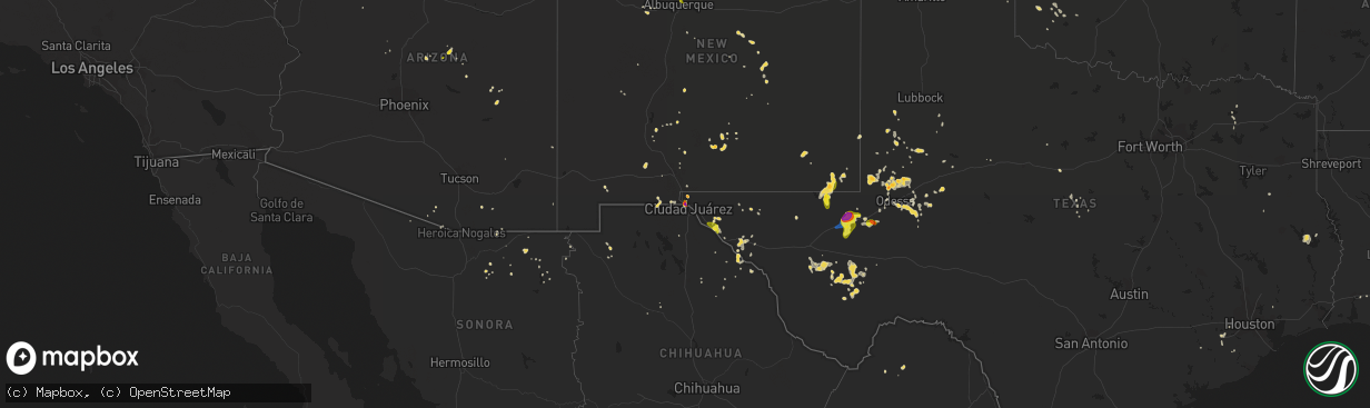 Hail map on August 27, 2019