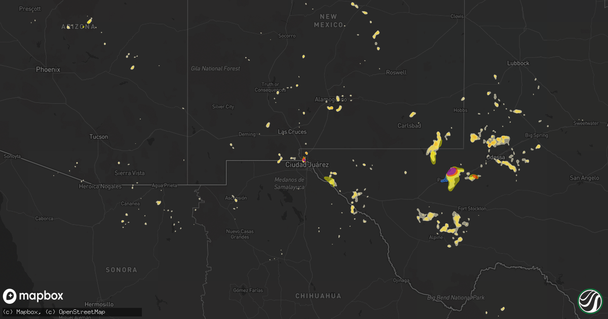 Hail map on August 27, 2019