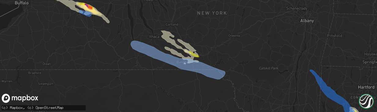 Hail map in Binghamton, NY on August 27, 2020