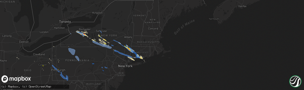 Hail map in Connecticut on August 27, 2020