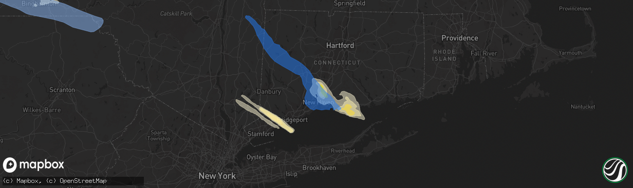 Hail map in Hamden, CT on August 27, 2020