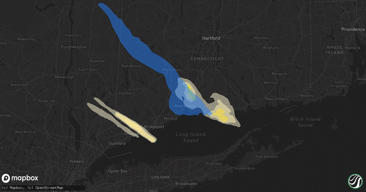 Hail map in Hamden, CT on August 27, 2020