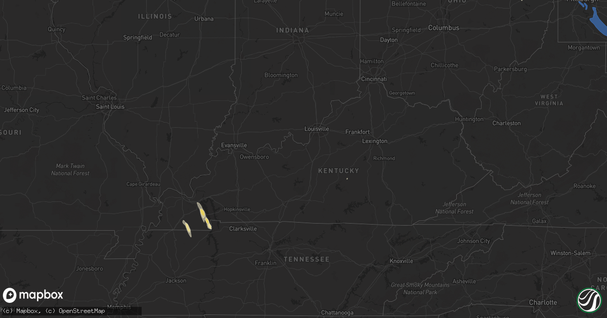 Hail map in Kentucky on August 27, 2020