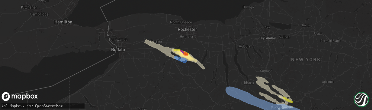 Hail map in Livonia, NY on August 27, 2020