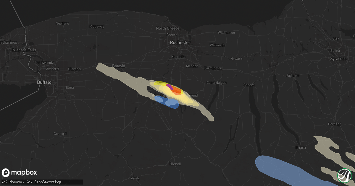 Hail map in Livonia, NY on August 27, 2020