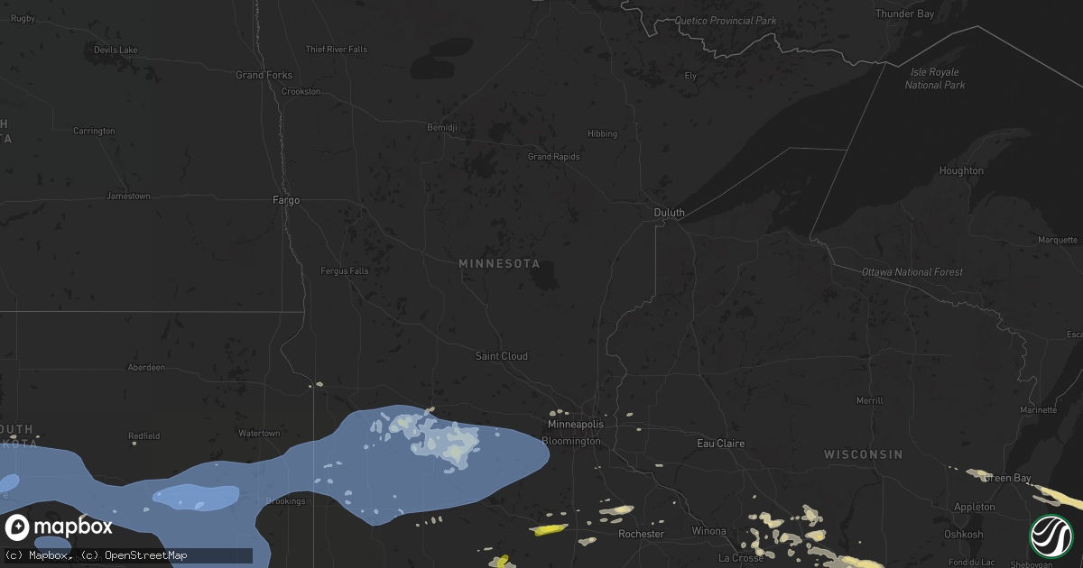 Hail map in Minnesota on August 27, 2020