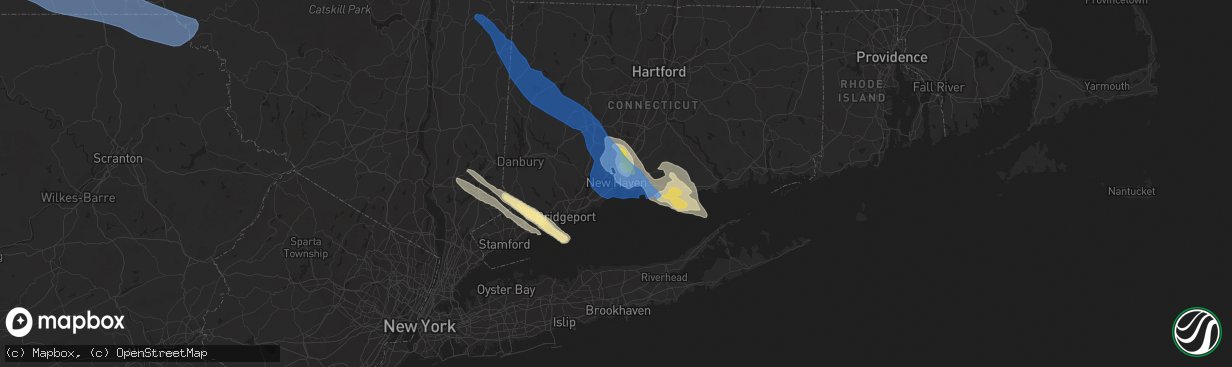 Hail map in New Haven, CT on August 27, 2020