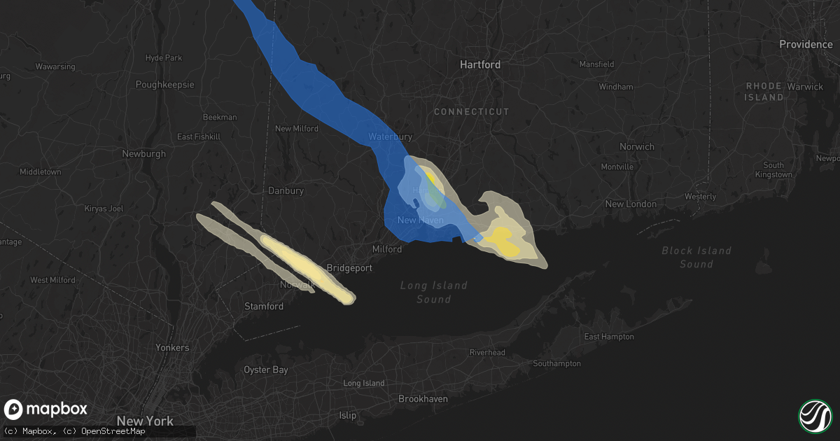 Hail map in New Haven, CT on August 27, 2020