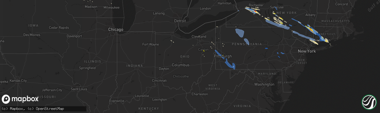 Hail map in Ohio on August 27, 2020