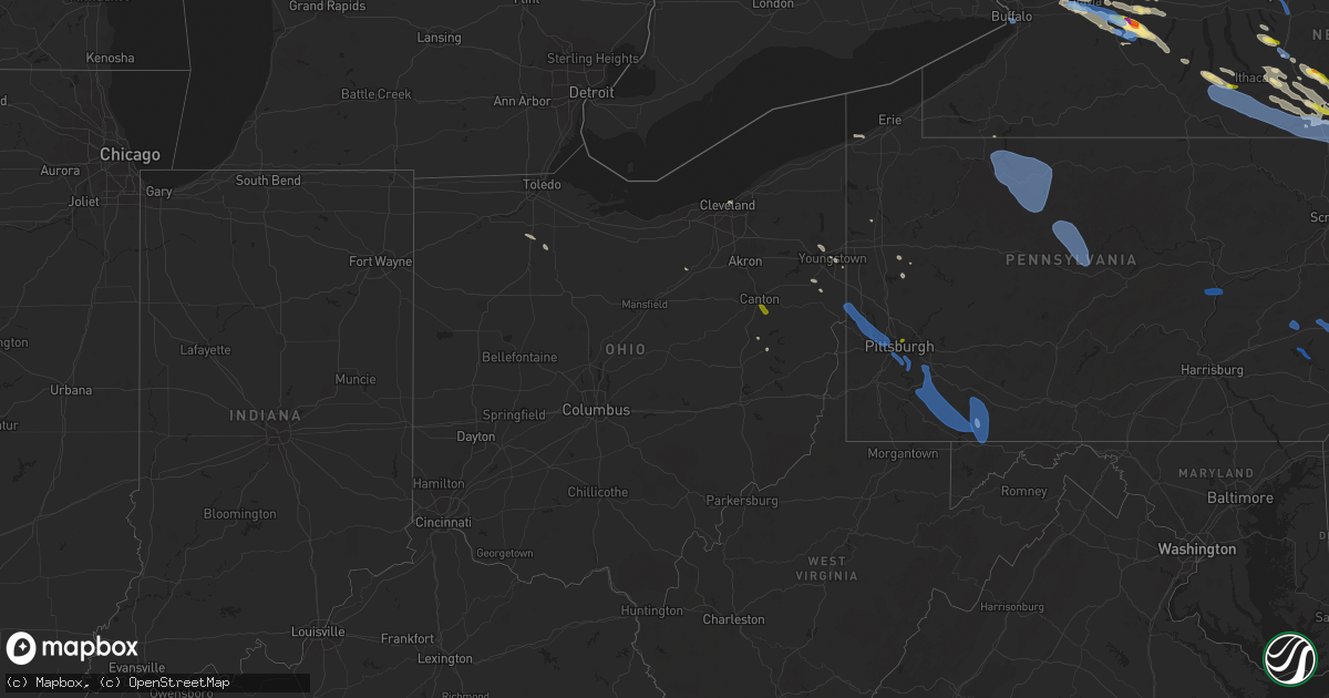 Hail map in Ohio on August 27, 2020