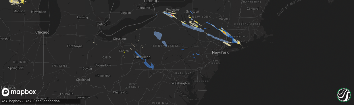 Hail map in Pennsylvania on August 27, 2020