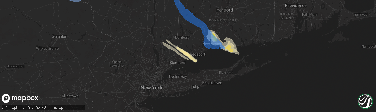 Hail map in Westport, CT on August 27, 2020