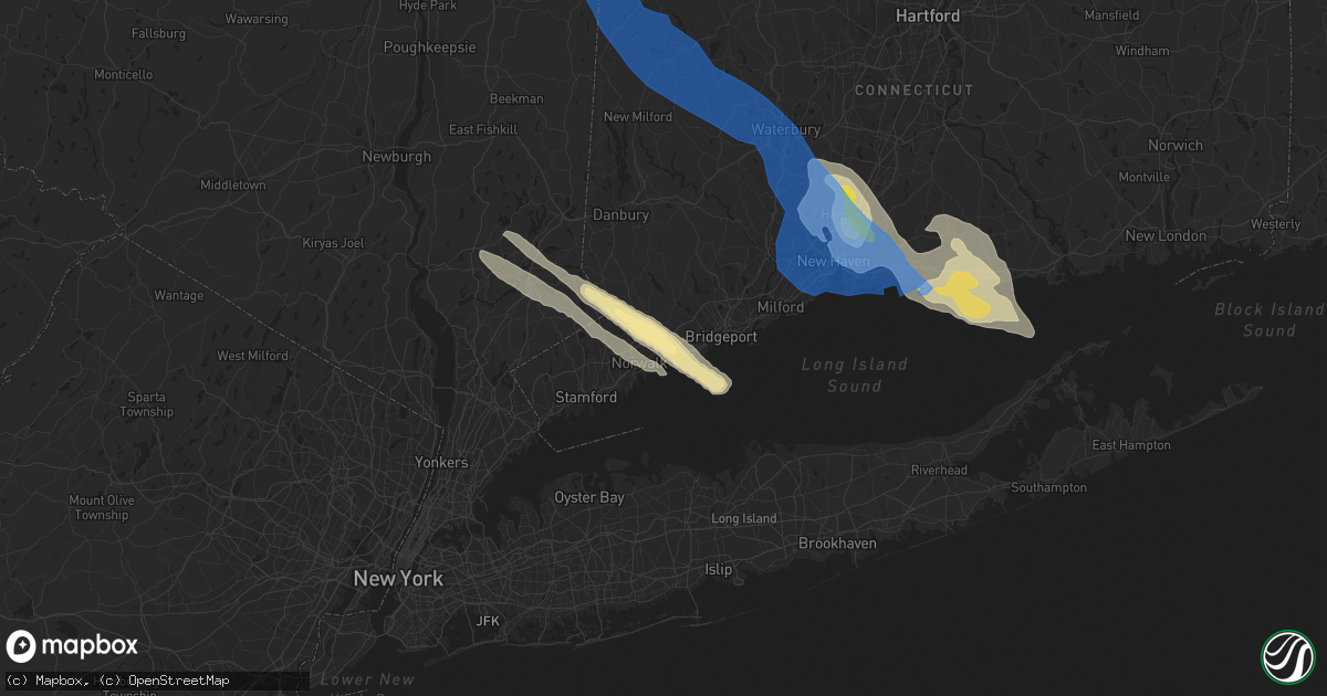 Hail map in Westport, CT on August 27, 2020