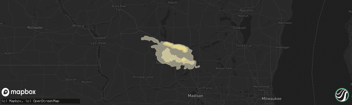 Hail map in Wisconsin Dells, WI on August 27, 2020