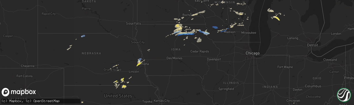 Hail map in Iowa on August 27, 2021