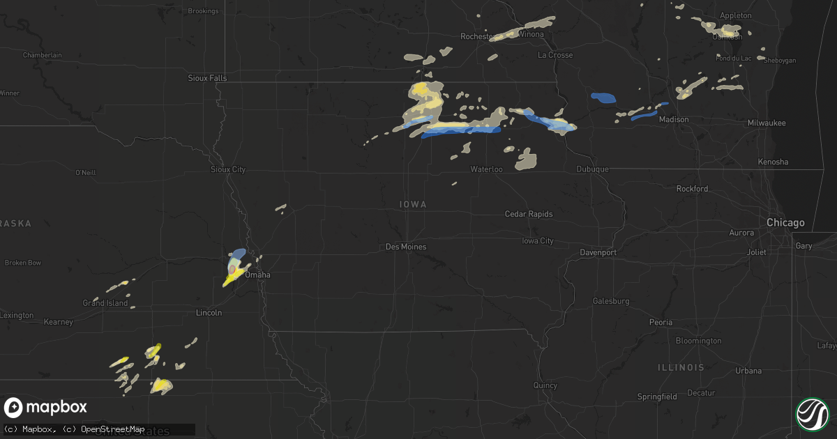 Hail map in Iowa on August 27, 2021