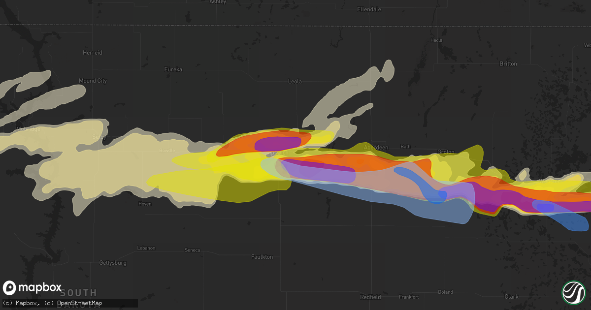 Hail map in Ipswich, SD on August 27, 2021