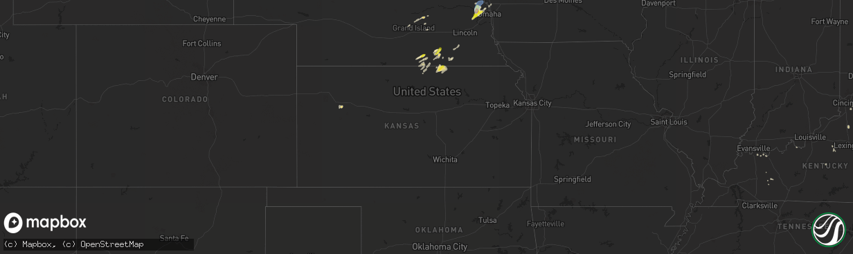 Hail map in Kansas on August 27, 2021