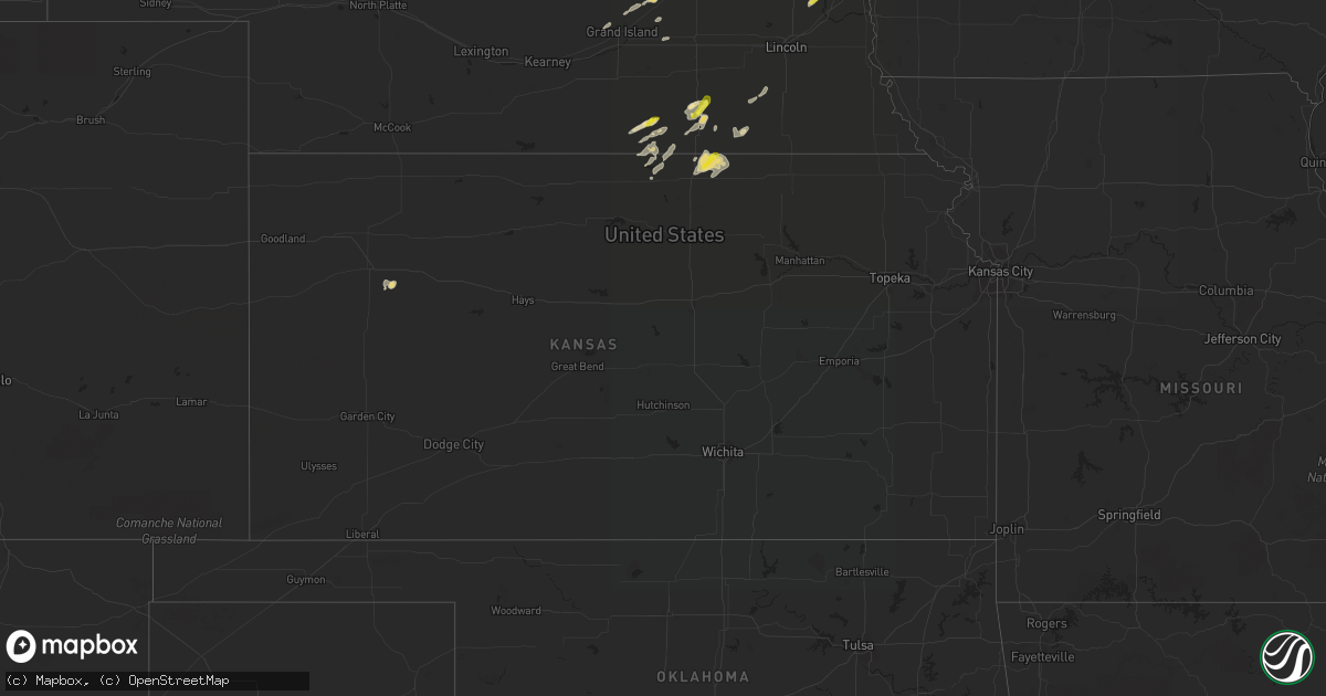 Hail map in Kansas on August 27, 2021