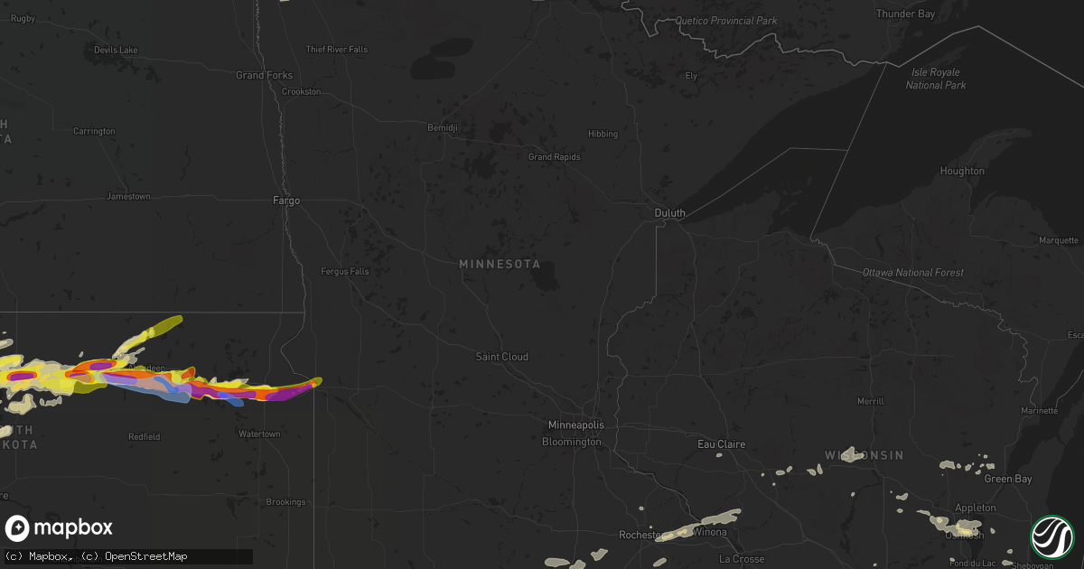 Hail map in Minnesota on August 27, 2021