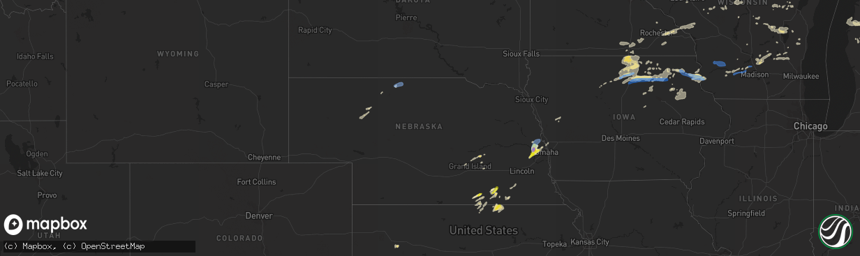 Hail map in Nebraska on August 27, 2021