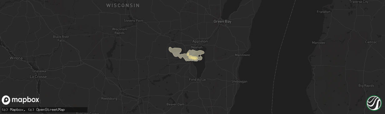 Hail map in Oshkosh, WI on August 27, 2021