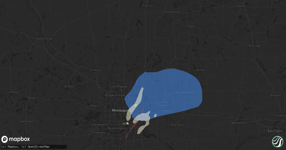 Hail map in Forest Lake, MN on August 27, 2022