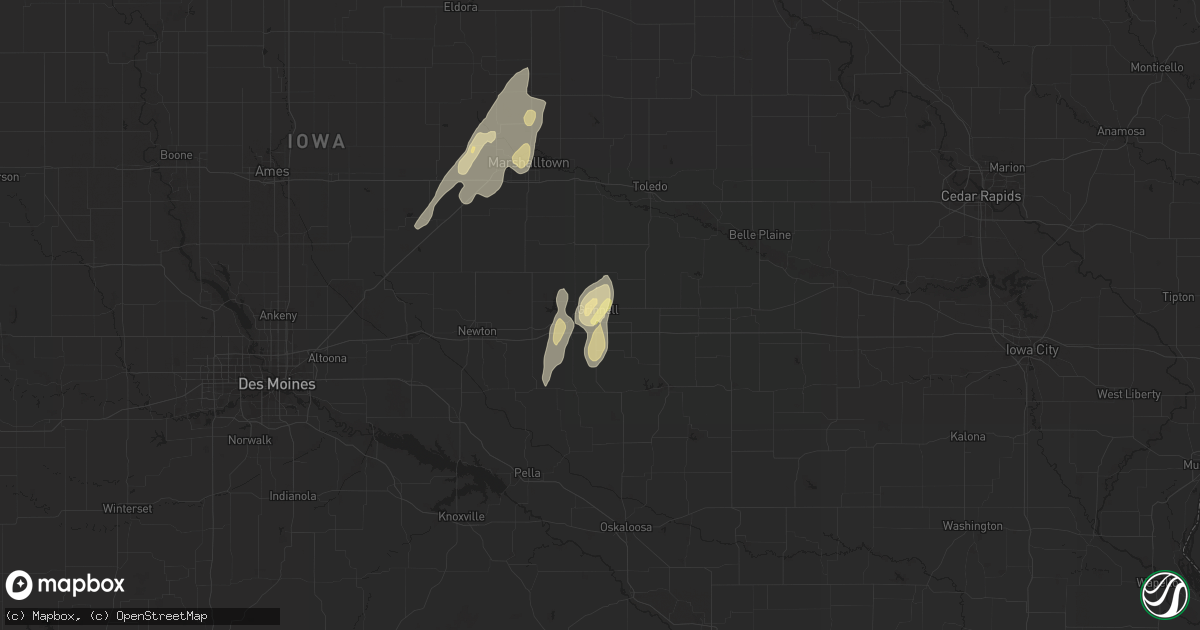 Hail map in Grinnell, IA on August 27, 2022