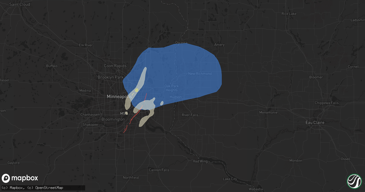 Hail map in Hudson, WI on August 27, 2022